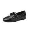 Sapatos Rasos de Couro Estilo Britânico com Costura, Bico Redondo, Cano Baixo, para Mulheres, Novos Sapatos Rasos Retro com Cadarço de Pele de Ovelha com Textura de Pegada Manual