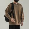 Sudadera Zhongshan de Algodón Estilo Americano para Hombre Otoño e Invierno Color Sólido Sin Capucha Manga Larga Holgada Retro Forro Polar Interior Pesado