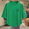 Camiseta de alta gama de última colección para mujer, nuevo estilo Primavera/Verano 2026, manga tres cuartos, versión coreana, elegante, holgada, cubre la figura, top, camiseta