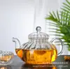 Tetera de Vidrio Resistente al Calor Rayada con Filtro Tetera Calabaza Tetera Transparente Flor Tetera de Vidrio para el Hogar Cuidado de la Salud