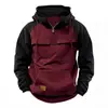 Primavera y Otoño Europeo y Americano Nuevo Hombre Hombro Manga Media Cremallera Media Ropa de Trabajo Deportiva Multibolsillo Con Capucha de Moda Con Capucha