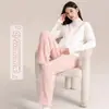 Calça de Maternidade para Outono e Inverno, Calça Quente para Uso Externo, Forrada com Fleece e Espessada, Roupa de Dormir Térmica, Roupa de Casa Solta e Confortável, Calça Pós-Parto