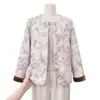 Nuevo Abrigo de Primavera Estilo Chino con Pintura de Paisaje para Mujer, Chaqueta Delgada Elegante con Botones de Alta Gama, Top Estilizado que Reduce la Edad para Mamá