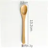 Cuchara de Madera de Bambú, Cuchara Redonda, Cuchara Pequeña de Bambú, Cuchara de Madera, Mini Cuchara sin Pintar, Cuchara de Madera de Bambú con Mango Curvo, Logo Personalizable