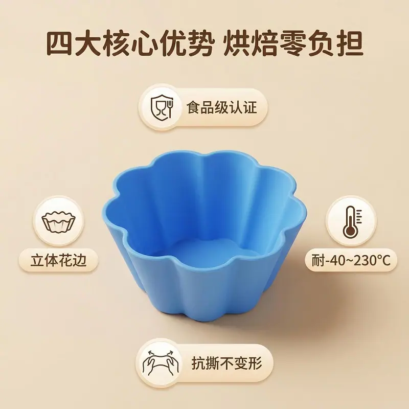 核心卖点图_花边烘焙硅胶蛋糕模 蛋挞玛芬杯模 厨房硅胶花边蛋