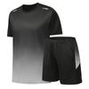 Nuevo traje de manga corta para hombre, traje antialgodón con bloques de color, pantalones cortos casuales para hombre, traje deportivo de moda juvenil con degradado