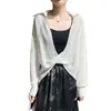 Proteção Solar Versátil Pequeno Xale Alça Artefato Elegante Moda Confortável Feminino Franzido Prata Torcido Top
