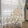 Cortina bordada transparente transfronteriza de Amazon, cortina de gasa con flores pastorales americanas blancas para sala de estar, dormitorio, semisombra