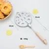 Molde de Aluminio para Tarta de Huevo Molde para Pastel Fondo Plano Copa Crisantemo Molde para Hornear Pudín Bandeja para Tarta de Huevo Copa Crisantemo de Siete Agujeros con Asa