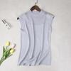 Camisola de Mujer Verano Ropa Exterior Chaleco Cuello Alto Medio Seda de Hielo Lino Alta Elasticidad Tejido de Punto Camisa Base con Top sin Mangas Trbottomy