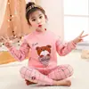 Conjunto de Ropa Interior Térmica para Niños Acolchado de Tres Capas Engrosado Pijama para Niños y Niñas Algodón Puro Cuello Medio Algodón Hueco Ropa de Otoño y Pantalones