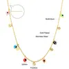 Cadena para la clavícula de joyería transfronteriza con diseño creativo de círculo hueco y cruz, collar de cuentas de ojo de color mixto, cadena de cuentas de acero inoxidable