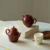 Tetera rosa, juego de té de cerámica estilo silencioso, tetera casera hecha a mano estilo japonés, tetera individual, tetera de gran capacidad