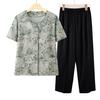 Terno Fino de Verão para Mulheres de Meia-Idade e Idosas, Camisa de Manga Curta de Verão da Vovó, Conjunto de Cardigã de Duas Peças Estilo Mãe