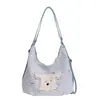 Bolso Cruzado de Hombro con Estampado de Cuadros Lindo Perrito Estilo Coreano Versátil Ins para Mujer Bolso Tote Nuevo Fresco de Gran Capacidad Bolso de Doble Hombro