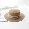Sombrero de Paja para Mujer Combinable para Todo el Verano Playa Estilo Coreano Fresco Británico Copa Plana Protección Solar Sombrilla Sombrero Plano Vacaciones Costeras