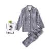Ropa de Casa Japonesa Sencilla de Gasa Doble Capa Algodón Gasa Conjunto de Pijama Sin Costuras Laterales Manga Larga para Hombre y Mujer Cuadros Lunares