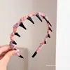 Faixa de Cabelo Plush Colorida Ondulada para Mulheres com Topo Alto no Crânio, para Lavar o Rosto e Grampo de Cabelo, Faixa de Cabelo Antiderrapante com Dentes de Pelúcia