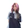 Camiseta americana de manga curta patchwork para mulheres verão retrô high street contraste cor estilo preppy oversize solto casal top