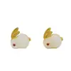 Pendientes de Conejo Imitación Chapados en Oro de Latón Estilo Nuevo Chino de Lujo Ligero Exquisitos Pequeños Pendientes Tridimensionales Venta al por Mayor