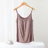 Camisola de Modal com Bojo para Mulheres, Estilo Fino de Verão, Não Precisa Usar Sutiã, Design de Copa Integrada, Top Base Camada Interna