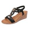 Zapatos de Cuadros Transfronterizos Bohemios Nueva Moda Sandalias de Pedrería Cuña de Suela Gruesa Zapatos de Mujer