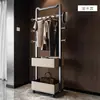 Cabide Minimalista Italiano Quarto Rack de Armazenamento Móvel em Couro de Sela Armazenamento de Chão Multifuncional Cabide Integrado