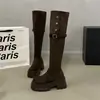 Botas Martin de plataforma gruesa con hebilla de moda, hasta la rodilla, estilo europeo y americano de invierno, botas de montar hasta la rodilla, botas de moda ajustadas