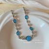 Collar de cuentas de ojo de gato azul bebé, ligero, de lujo, elegante, a la moda, combinable con todo, de alta gama, para mujer, tendencia 2024