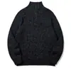 Suéter Rumeng de estilo retro japonés, cuello semi-alto con media cremallera, hilo floral, para hombre y mujer, otoño, peso pesado, tejido de punto suelto acanalado vertical