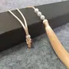 Juego de pulseras de cuerda para la mano con nudo de la paz y borlas de perlas, accesorio de estilo antiguo Hanfu, borlas temáticas de anime, lazo libre