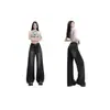 Jeans Rectos Micro-Acampanados de Diseño para Mujer 2025 Primavera y Otoño Nuevo Talla Grande mm Gordo Suelto Pierna Ancha