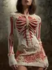 Site independente transfronteiriço internacional Vestido bodycon feminino gótico fantasia de Halloween vestido justo