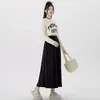 Falda Larga de Maternidad Primavera y Otoño 2026 Nuevo Estilo Petite Negra Plisada Larga Falda de Embarazo Outfit de Primavera Falda Larga Melard