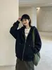 Sudadera Retro Americana High Street para Mujer Primavera Otoño Oversize Color Sólido Delgada con Capucha Estilo Perezoso Cárdigan