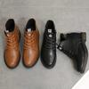 Couro Genuíno sapatos danfuqi botas Martin femininas sapatos casuais altura oculta estilo coreano que combinam com tudo sapatos de algodão simples femininos forrados com lã outono e inverno