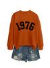 Amazon Ebay Estación Independiente Impresión Digital Simple Mujer 1976 Otoño e Invierno Nuevo Sudadera Fondo Exportación Transfronteriza
