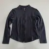 Estilo minimalista, gola alta, cardigã com zíper duplo, caimento justo, valoriza silhuetas petites, nova coleção outono/inverno, cor sólida, top/jaqueta quente