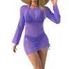 2026 Novo Biquíni Sexy de Renda Mesh Europeu e Americano Robe de Praia Vestido de Renda Saia de Mesh Traje de Banho Longo para Mulheres
