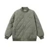 Chaqueta de Algodón Cálida para Hombre con Patrón de Diamantes Retro Americano Bordado de Logo, Estilo Hong Kong, Informal Versátil para Pareja, Abrigo Grueso de Algodón