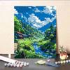 Pintura al óleo digital de verano DIY Paisaje rural Coloreado a mano Simple Paisaje para aliviar el estrés Pintura para sala de estar de pareja