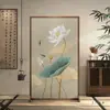 Nova Tela de Tecido Divisória Minimalista Moderna Estilo Chinês para Hall de Entrada, Tela de Madeira para Decoração de Sala de Estar, Tela Decorativa Móvel