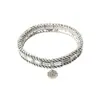 Pulsera de Disco Redondo de Metal Multicapa Francesa Estilo Bohemio Plata Retro Lujo Ligero Pulseras Apilables Joyería de Moda de Gama Alta