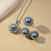Versión Mejorada de Pendientes de Perla Celeste a Todo Color, Anillos Colgantes, Pendientes de Perlas de Concha, Pendientes Redondos de Perla Brillante al por Mayor