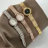 Relógio Feminino Popular de Moda Cravejado com Diamantes, Relógio de Quartzo Romano, Estilo Pulseira, Relógio de Moda de Luxo para Meninas