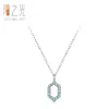 Collar Geométrico Hexagonal de Plata de Ley 925 Simple Retro Imitación Turquesa para Mujer, Cadena de Clavícula Pequeña y Elegante Estilo Ins