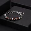 Estilo de Transmisión en Vivo de TikTok Transfronterizo Celebridad de Internet Europea y Americana Acero Inoxidable Retro Aleación de Piedra Natural Pulsera de Pareja Joyería Tendencia
