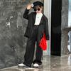 Terno de menina Terno casual vermelho 2022 Primavera e outono Ventilador coreano Passarela infantil Fato de rua frito Terno de primavera bonito para menina
