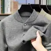 Suéter de Punto para Hombre Joven con Media Cremallera y Cuello Alto, Rayas Verticales, Manga Larga, Transfronterizo, para Primavera, Otoño e Invierno, Cálido y Grueso, Estilo Casual y Relajado