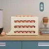 Caixa de armazenamento de ovos com rodinhas, dispensador automático de ovos inclinado multicamadas para cozinha, bandeja de ovos para porta lateral de geladeira, caixa especial para conservação de frescor